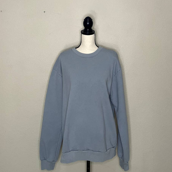 Morgan Stewart Sweatshirt Lt Blue Round Neck Oversized Pullover Athleisure Relax - Picture 3 of 11